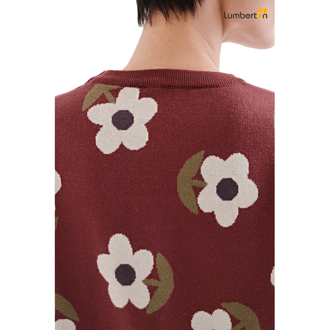 Jersey Grueso Granate Estampado...