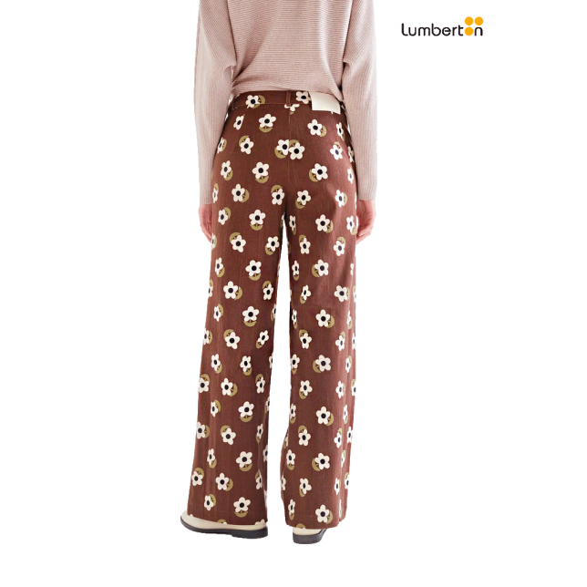 Pantalones Anchos Granate Estampado...