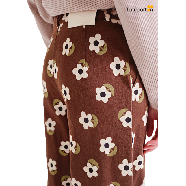 Pantalones Anchos Granate Estampado...