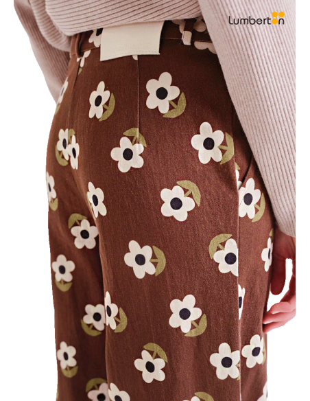 Pantalones Anchos Granate Estampado Flores41003 Compañía Fantástica