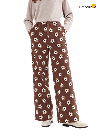 Pantalones Anchos Granate Estampado Flores41003 Compañía Fantástica