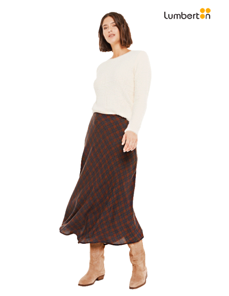 Falda Midi Cuadros Azul A957R Systemaction