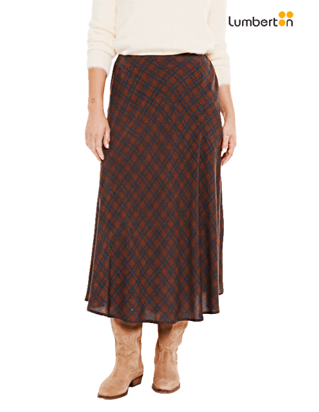 Falda Midi Cuadros Azul A957R Systemaction