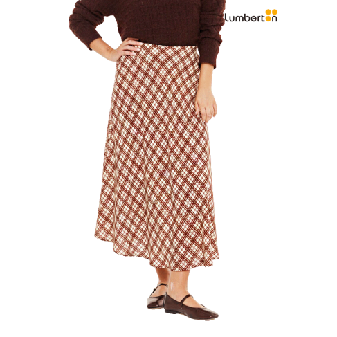 Falda Midi Cuadros Marrón... 2