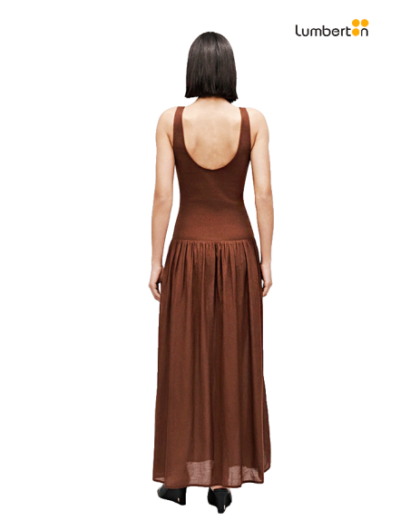 Vestido Largo Canalé Marrón Tirantes AnchosVE750 Systemaction