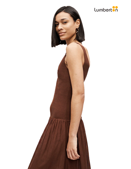 Vestido Largo Canalé Marrón Tirantes AnchosVE750 Systemaction