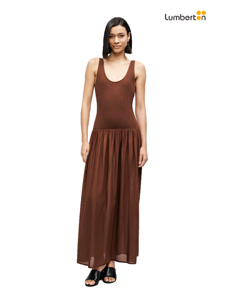 Vestido Largo Canalé Marrón Tirantes AnchosVE750 Systemaction