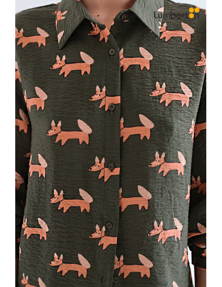 Camisa M/L Oscura Estampado Perritos11024 Compañía Fantástica