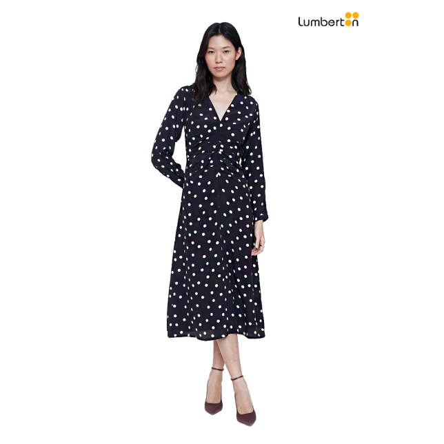 Vestido Midi Negro Estampado...