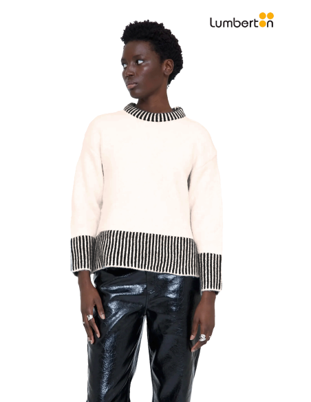 Jersey Blanco Con Cuello Rayas Negras10617 Wild Pony
