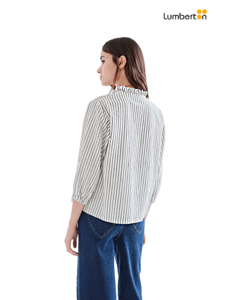 Camisa Manga Media Blanca Con Rayas Negras11087 Compañía Fantástica