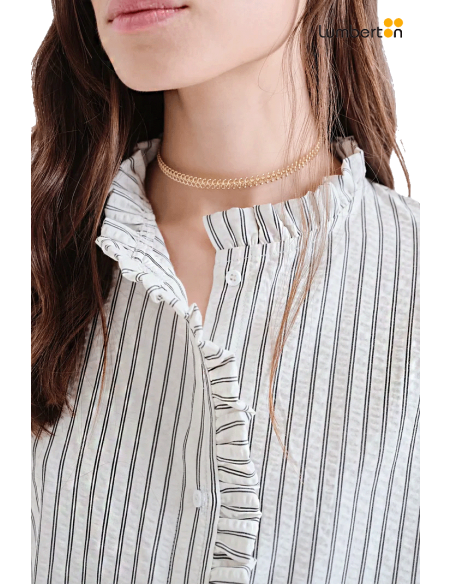 Camisa Manga Media Blanca Con Rayas Negras11087 Compañía Fantástica