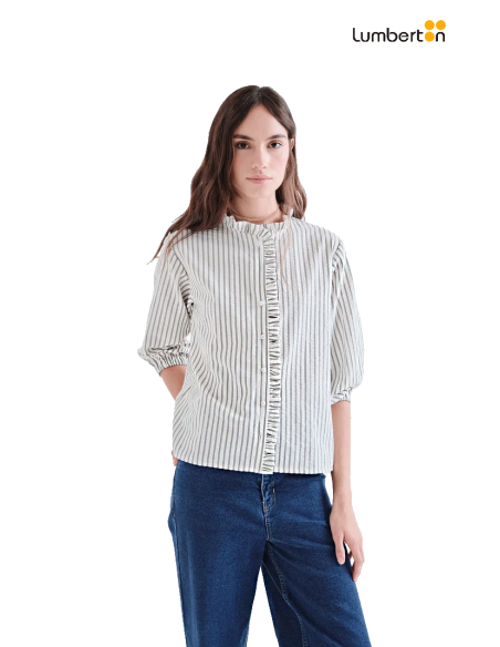 Camisa Manga Media Blanca Con Rayas Negras11087 Compañía Fantástica