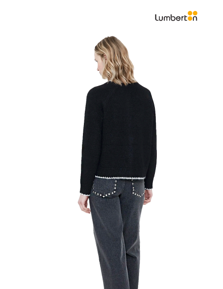 Chaqueta Gruesa Negra Corta Ribete Blanco10628 Wild Pony