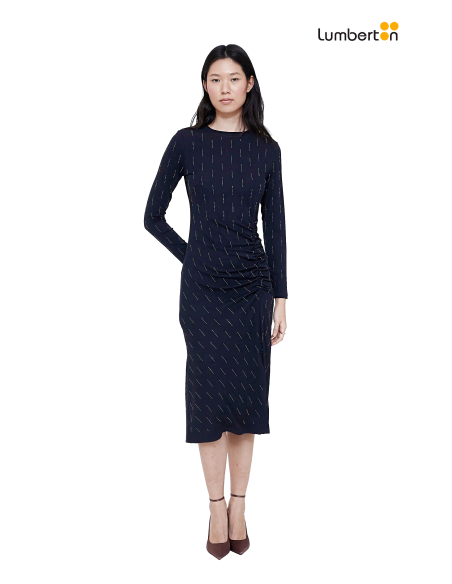 Vestido Marino Tachuelas Brillantes CorteLado12200 Wild Pony