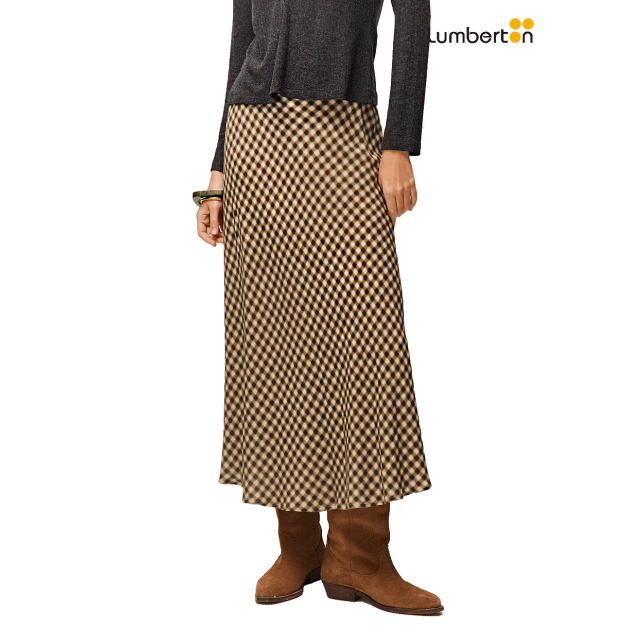 Falda Midi Cuadros MarrónFA927...