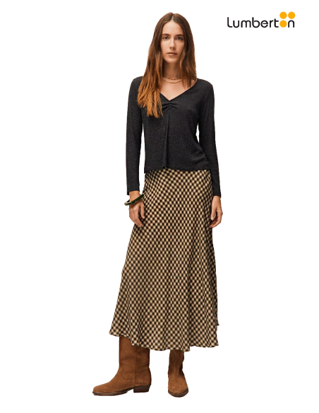 Falda Midi Cuadros MarrónFA927 Systemaction