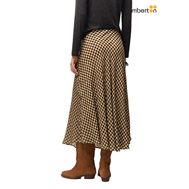 Falda Midi Cuadros MarrónFA927...