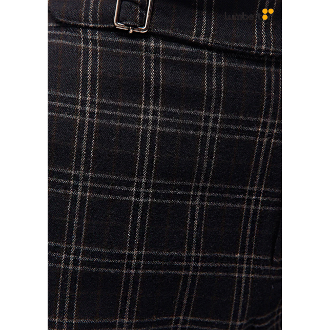 Pantalón Ancho Cuadros Gris...