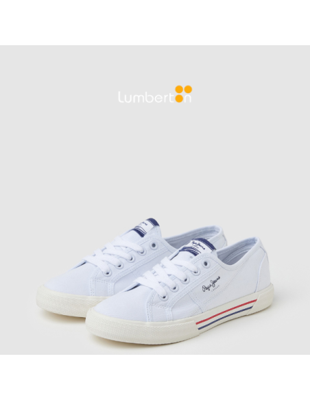 Sneaker Pepe Jeans blanca de lona Basy