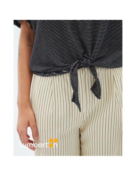 Camiseta SYSTEMACTION M/C Hombreras Negra Rayas Blan. CT326