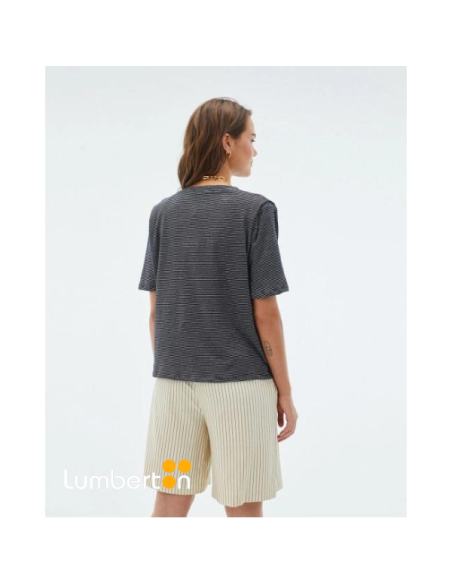 Camiseta SYSTEMACTION M/C Hombreras Negra Rayas Blan. CT326