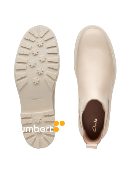 Botín CLARKS Beige Plano Gomas Lado ORILANE