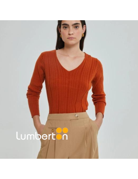 Jersey SYSTEMACTION Naranja M/L Canalé Ancho Cuello Pico JE910