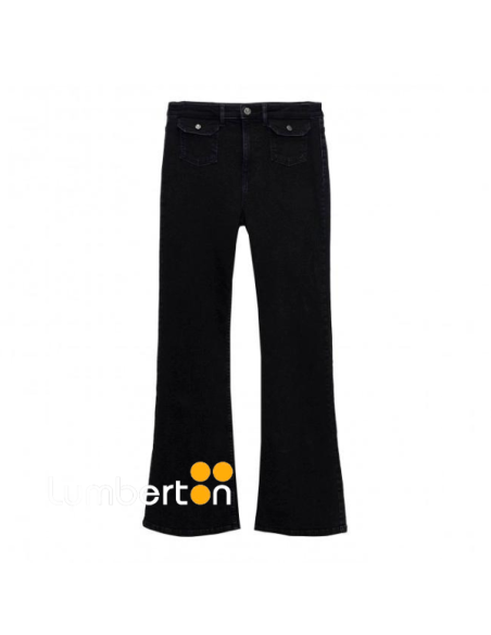 Pantalón SYSTEMACTION Negro Vaquero Acampanado PT807