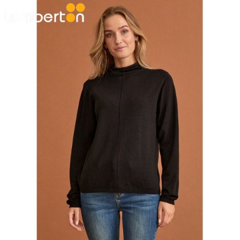 Jersey negro punto purpurina parte superior cuerpo mujer