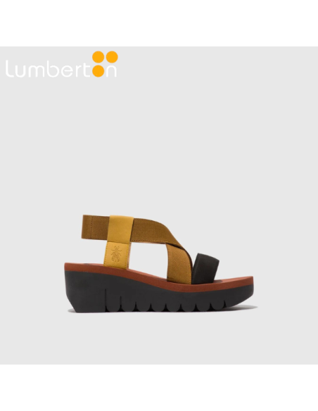 Sandalia tiras marrón i negra YABIM