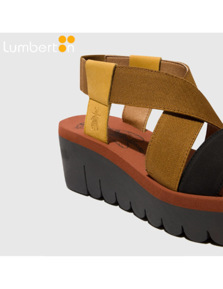 Sandalia tiras marrón i negra YABIM