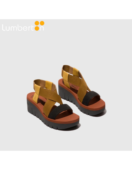 Sandalia tiras marrón i negra YABIM