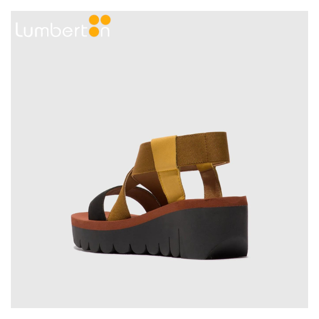 Sandalia tiras marrón i negra YABIM