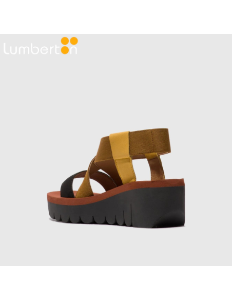 Sandalia tiras marrón i negra YABIM