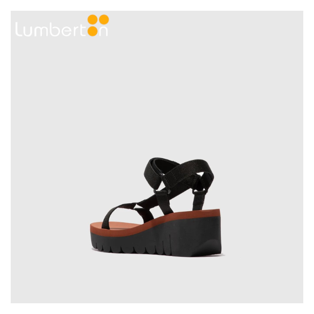 Sandalia tira de tela negra YEFAN