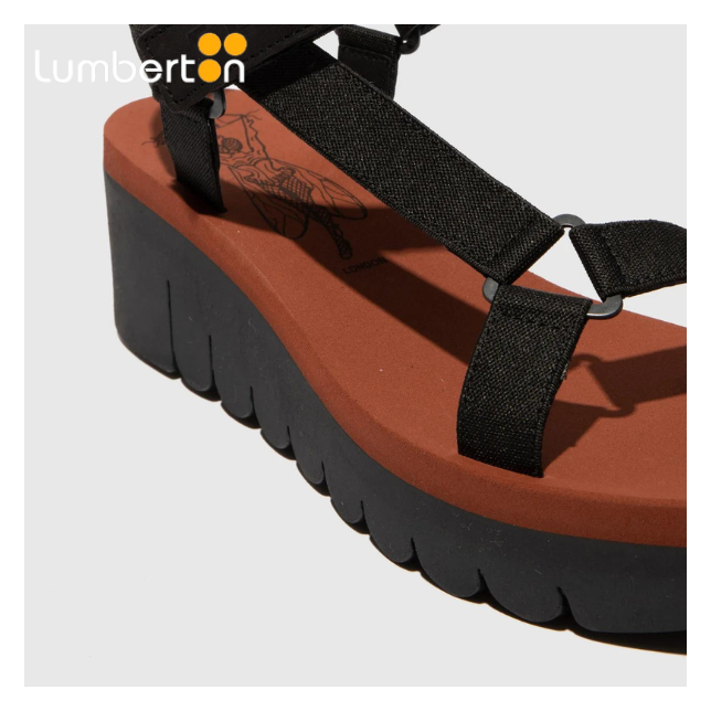 Sandalia tira de tela negra YEFAN