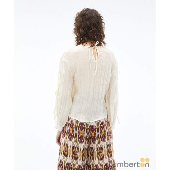 BLUSA LAZOS EN LA MANGA BEIGE BS317 BLUSA LAZOS EN LA MANGA BEIGE BS317