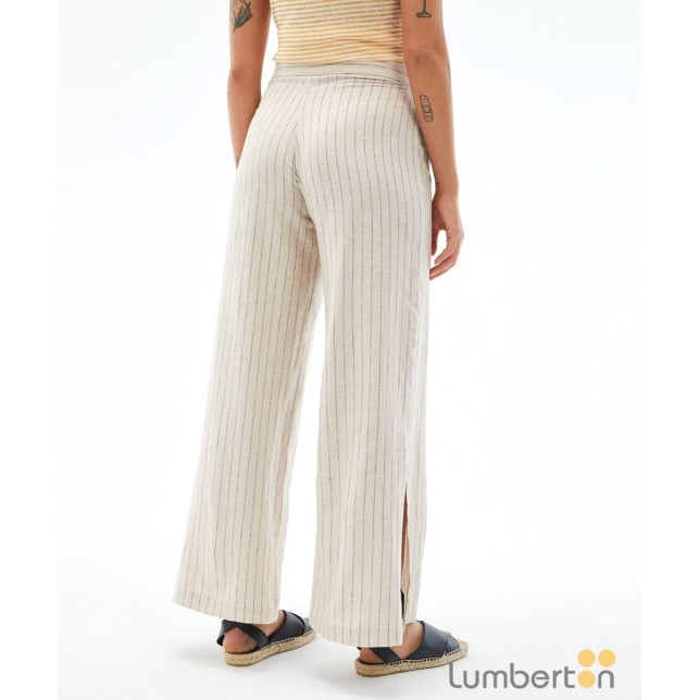Pantalón lino beig raya fina PA327 Pantalón lino beig raya fina PA327