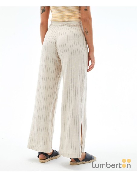 Pantalón lino beig raya fina PA327
