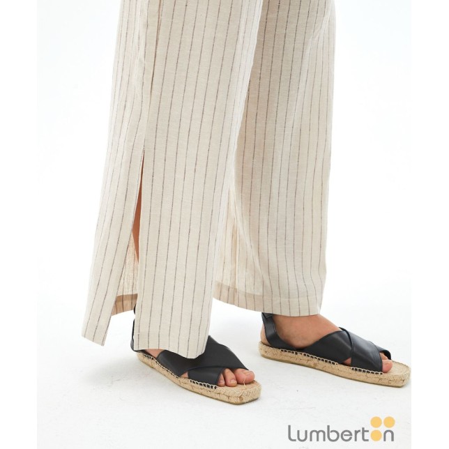 Pantalón lino beig raya fina PA327 Pantalón lino beig raya fina PA327