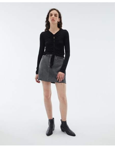 MINIFALDA GRIS OSCURO TACHUELAS FT101CI