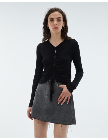 MINIFALDA GRIS OSCURO TACHUELAS FT101CI