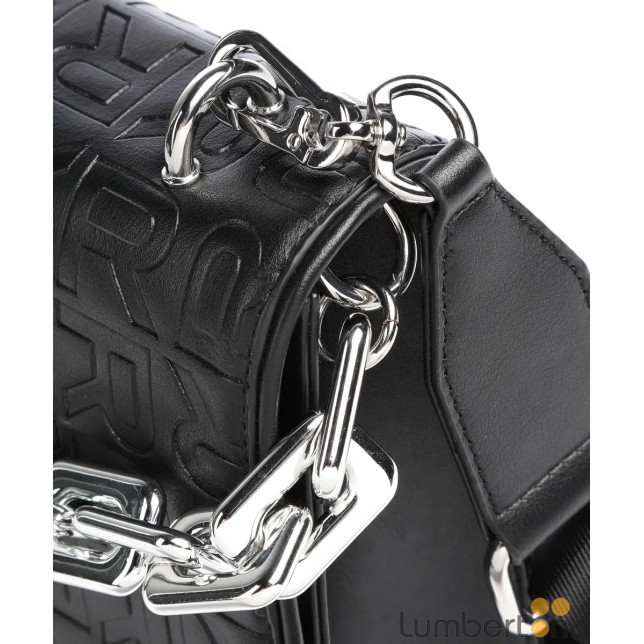 BOLSO NEGRO CADENA PLATA 30008N