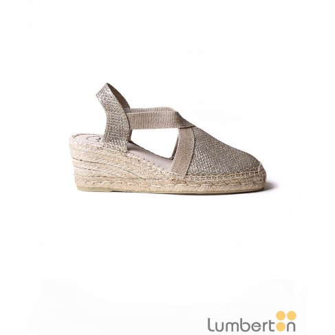 Sandalia esparto cuña plata...