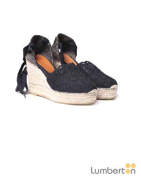 Sandalia negra ganchillo esparto cordonesMARTINAN