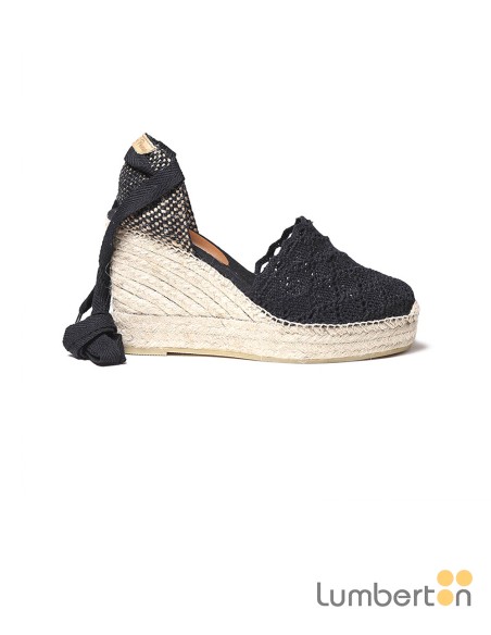 Sandalia negra ganchillo esparto cordonesMARTINAN