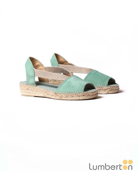 Sandalia verde esparto serraje ELLAV