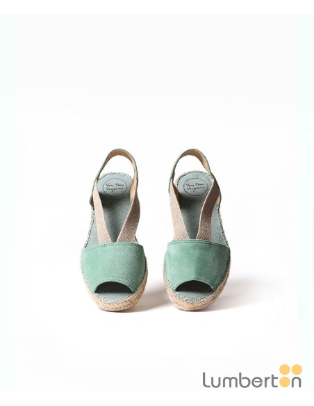 Sandalia verde esparto serraje ELLAV