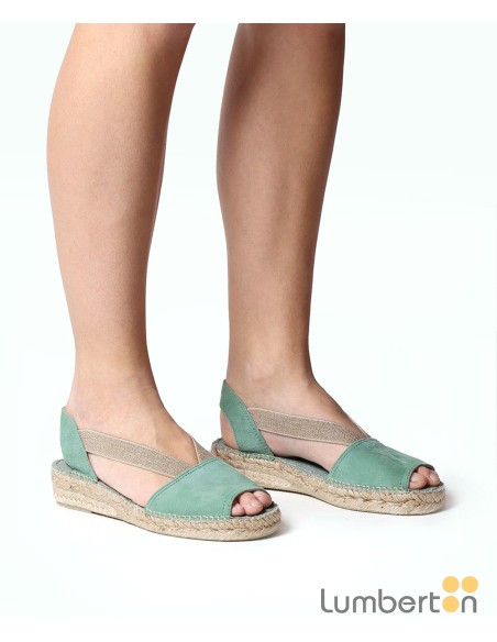 Sandalia verde esparto serraje ELLAV